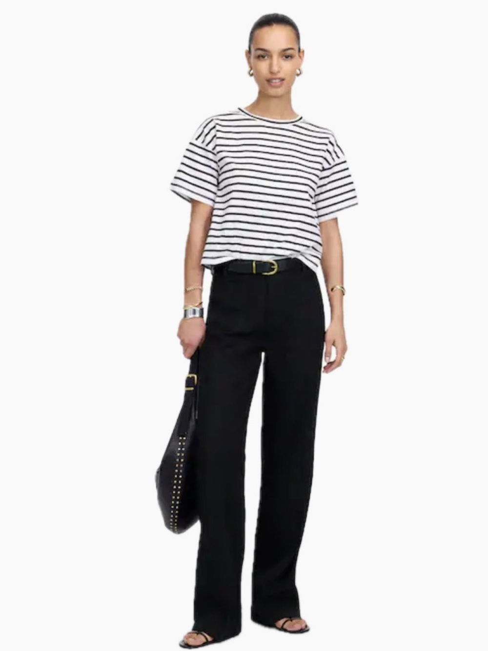 MADEWELL WOMEN 00 TALL PATCH POCKET FLARE PANT 100% LINEN JET BLACK NWT